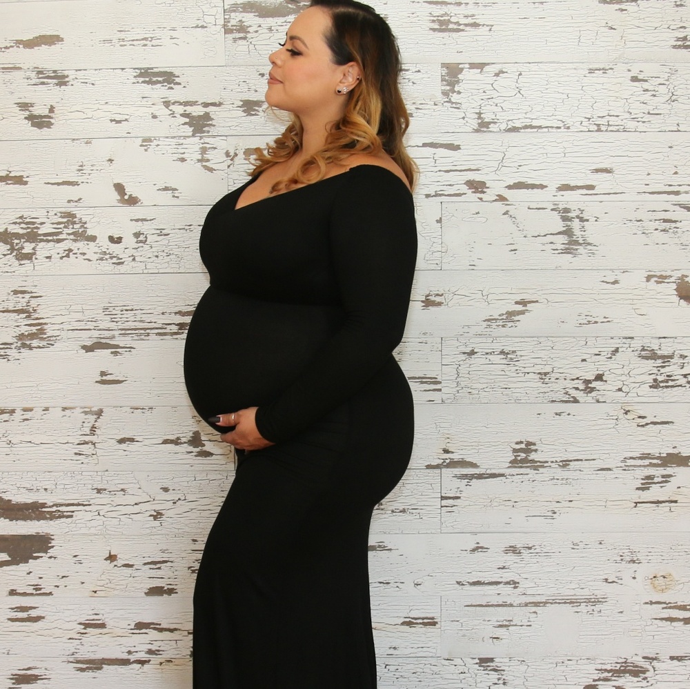 Black fitted maternity dress